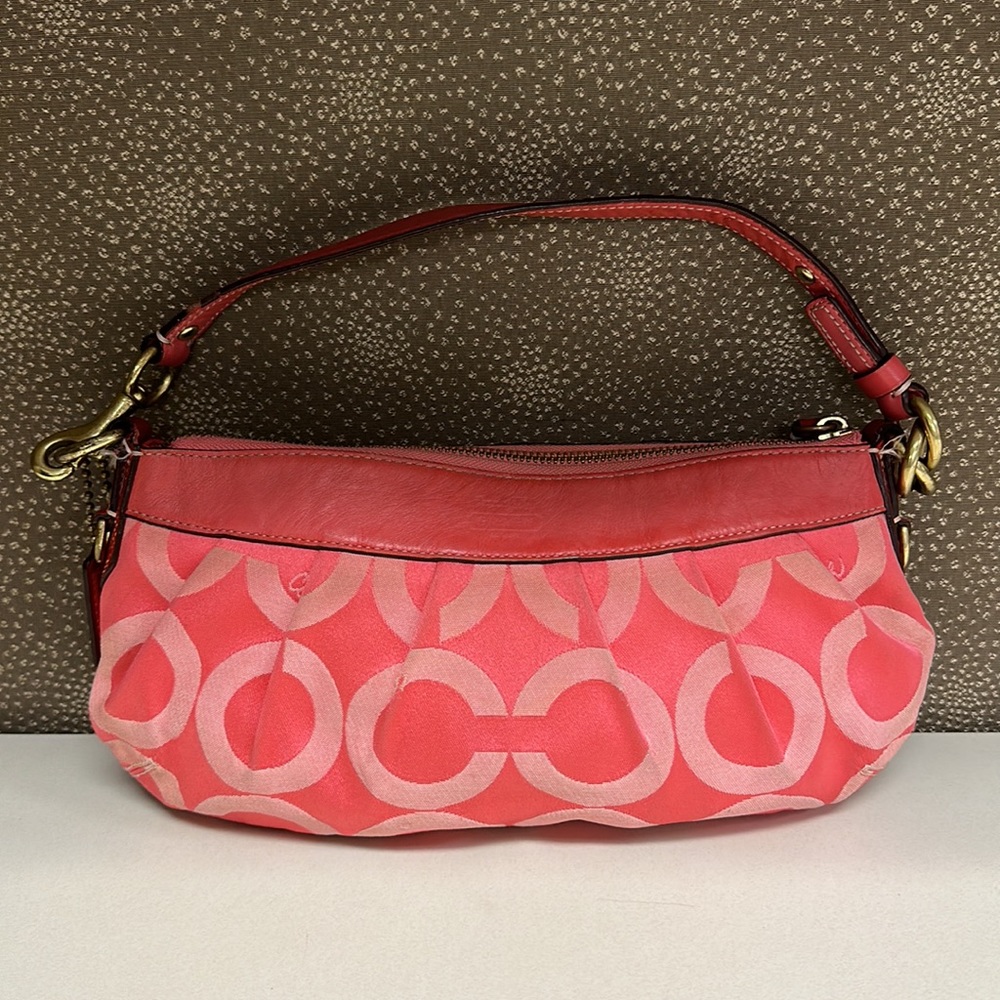 Coach Pink Signature Y2k Baguette Shoulder Bag Gem